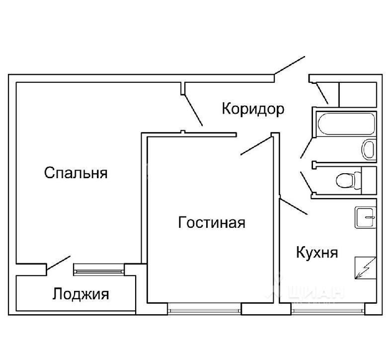 План квартиры в 9 этажном панельном доме 2 комнаты