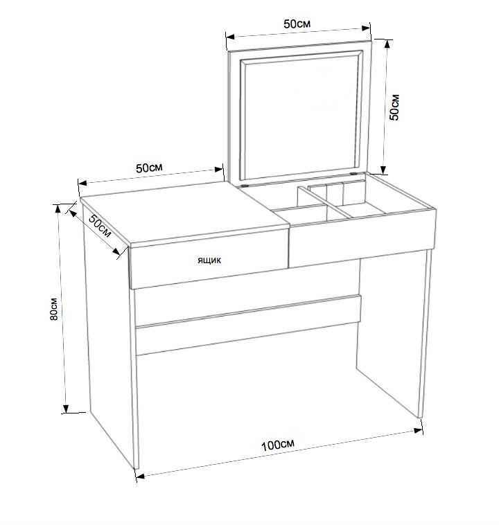 Оптимальные размеры туалетного столика