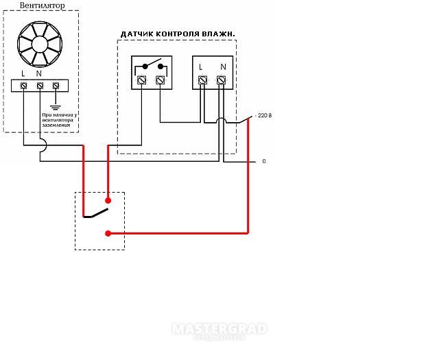 Вентилятор с датчиком влажности для ванной схема подключения