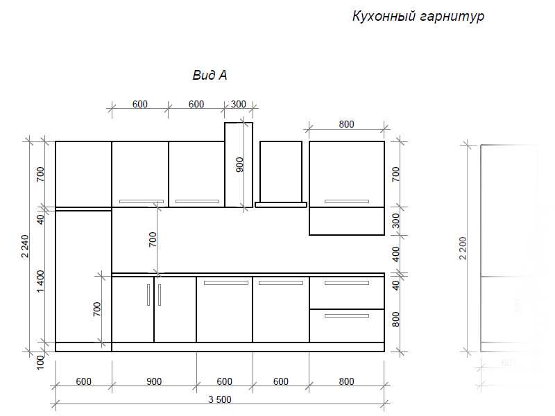 Планировка кухни с размерами и мебелью реальные