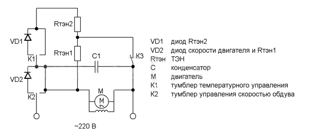 Фен строительный схема электрическая