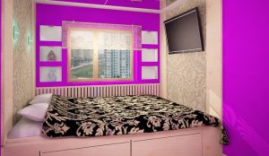 Фиолетовый цвет в оформлении спального помещения