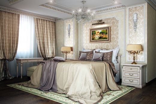 Освещение в спальне классического стиля