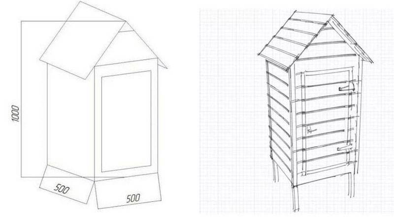 чертеж деревянной коптильни