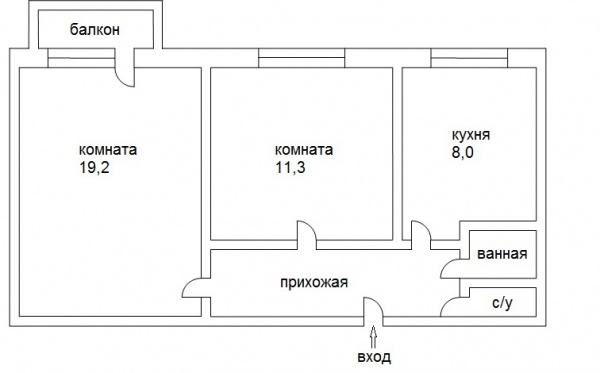 двухкомнатная хрущевка