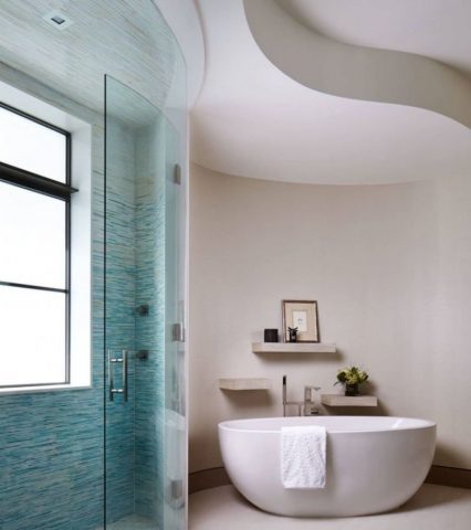 Потолок из гипсокартона в ванной комнате: фото и отзывы