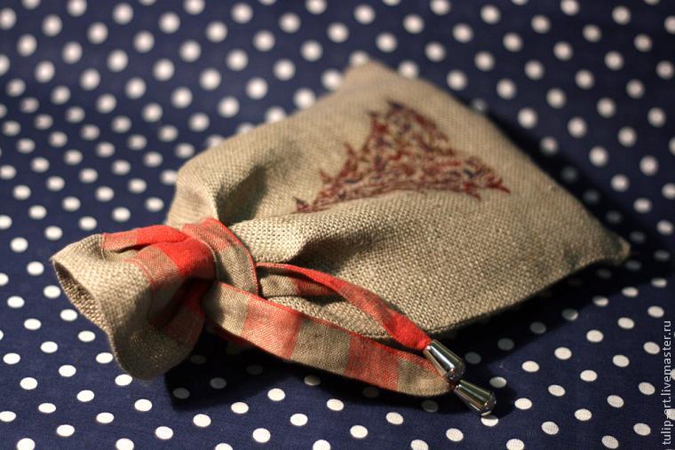 Подарочный новогодний мешочек из льна своими руками, фото № 25