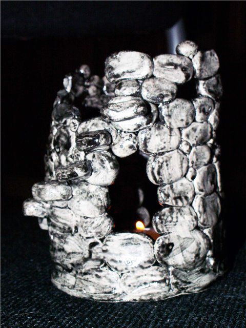 Мастер класс - Делаем подсвечник из глины "Старая башня", фото № 14