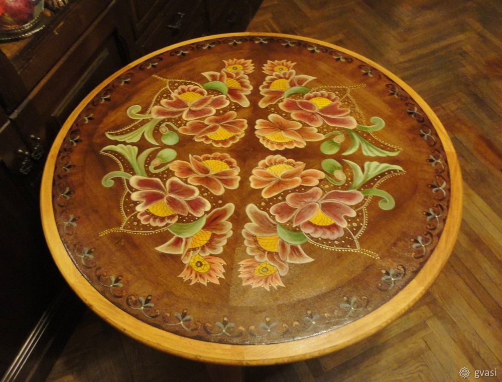 Новая жизнь старого стола: расписываем столешницу с использованием схемы старинной вышивки, фото № 32