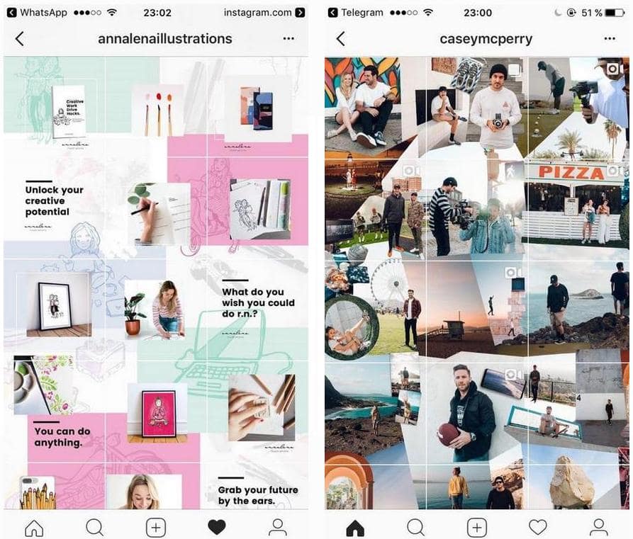 пример единого стиля в инстаграме через коллаж