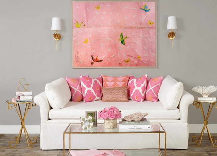 Бело-розовый маленький диван