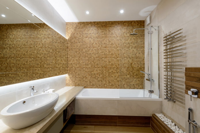 мозаика в форме шестигранника в интерьере ванной