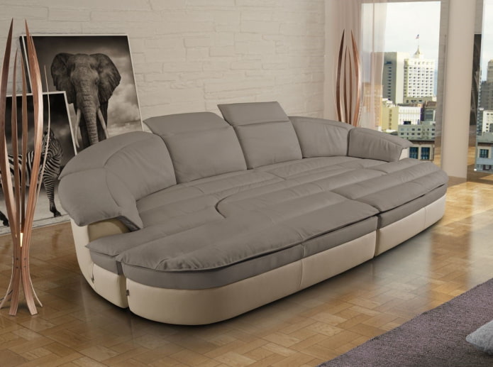 полукруглый раскладной диван в интерьере