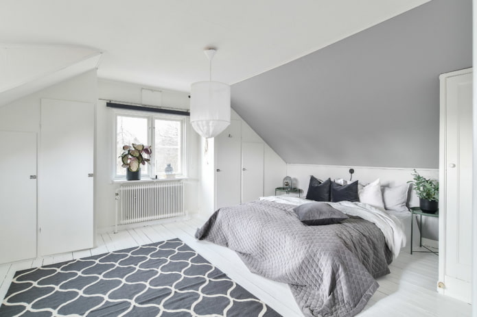 мансардная спальня в скандинавской стилистике