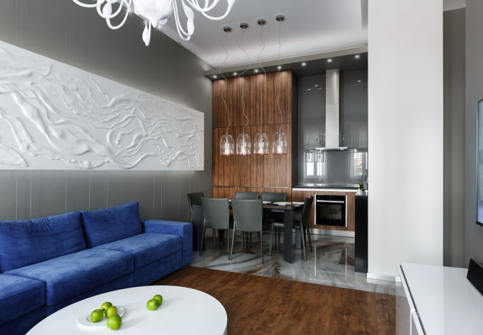 интерьер кухни-гостиной 15 квадратов в современном стиле