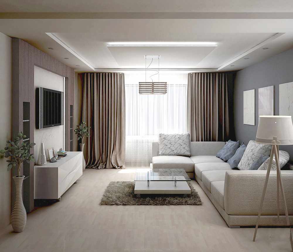 пример светлого дизайна гостиной комнаты 17 кв.м