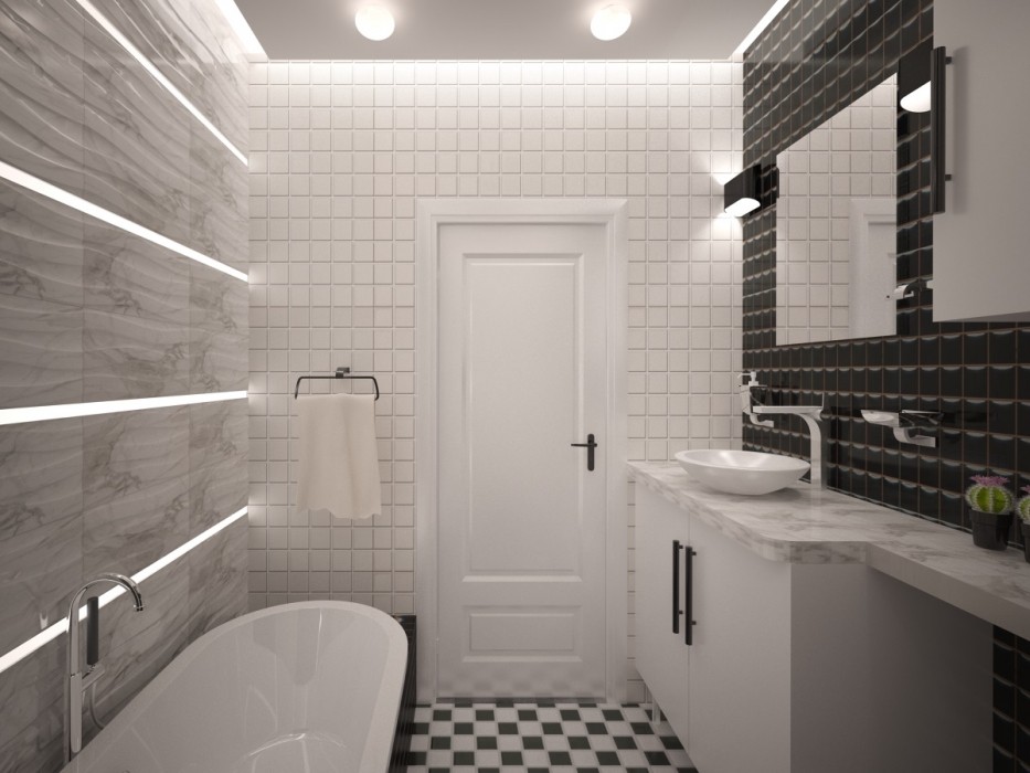 Небольшая ванная комната в стиле минимализма