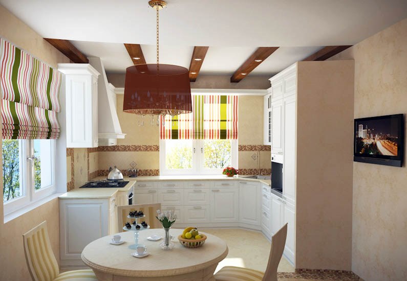 Дизайн кухни в доме с окном в середине фото