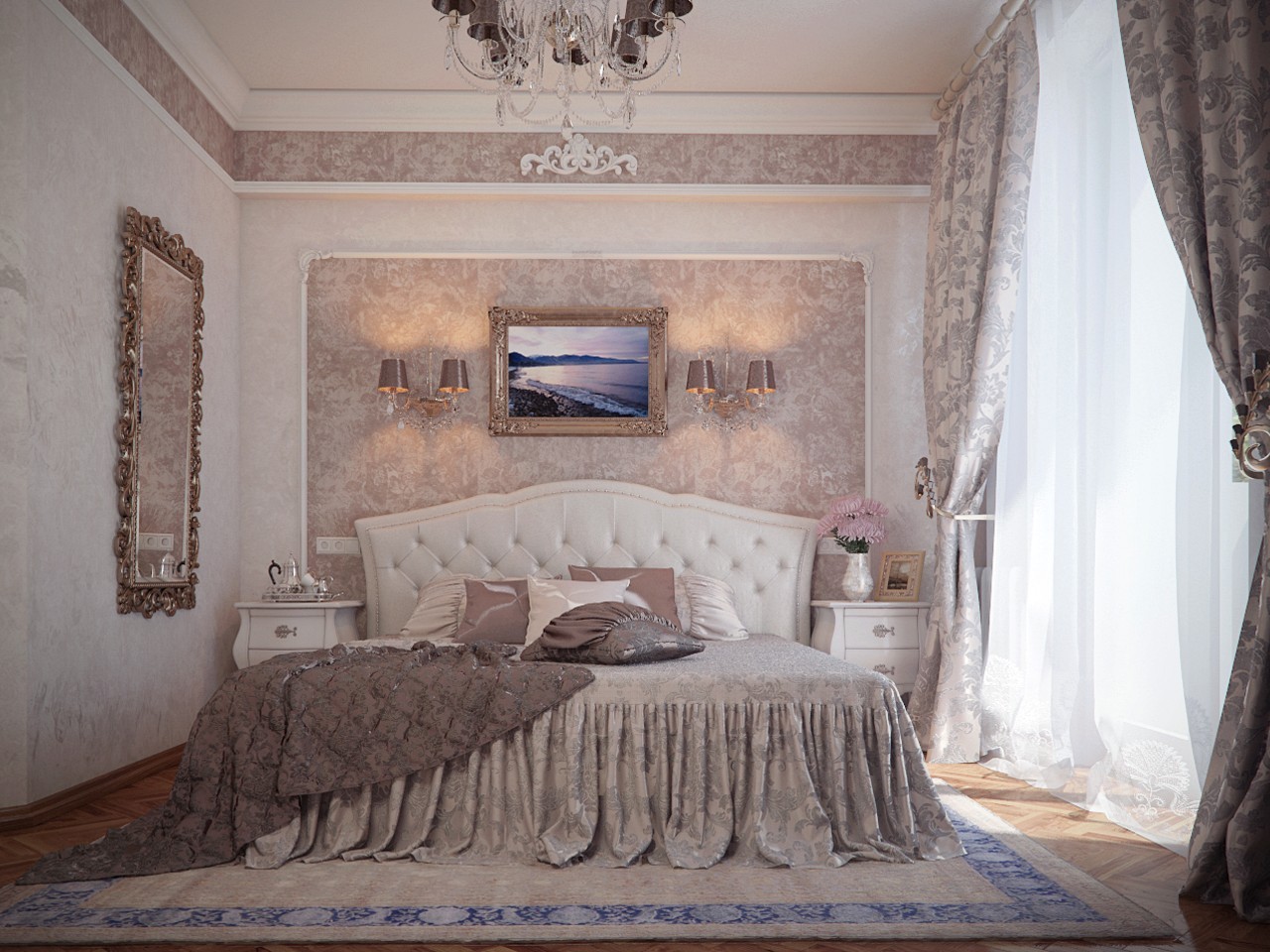 спальня в классическом стиле дизайн