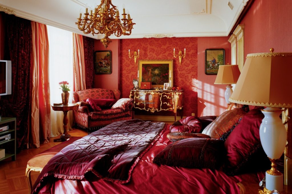 спальня в красных тонах фото вариантов