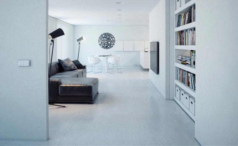 Белый интерьер квартиры в стиле минимализма