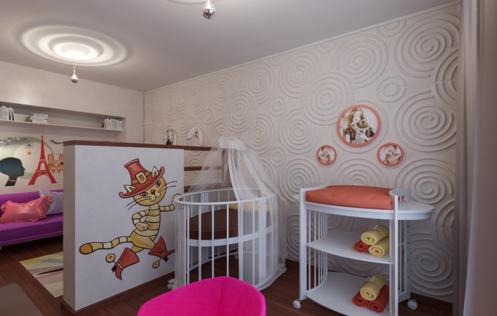 Детская зона в однокомнатной квартире 45 кв метров