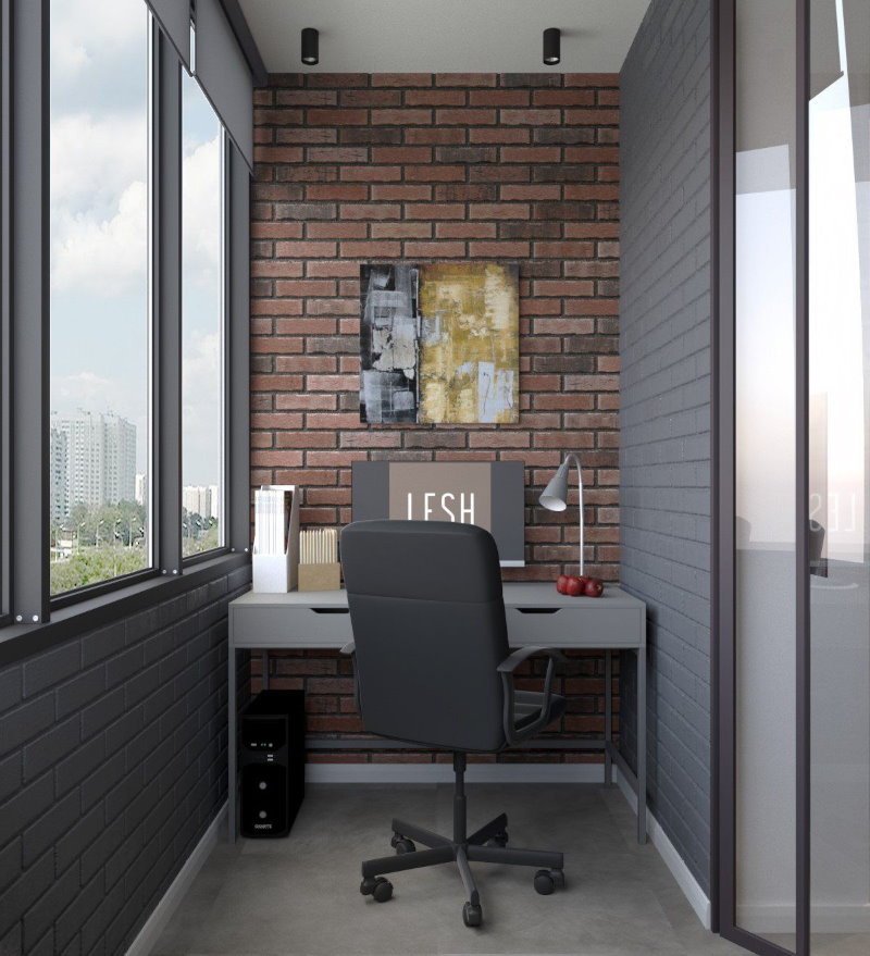 Дизайн балкона с рабочим кабинетом