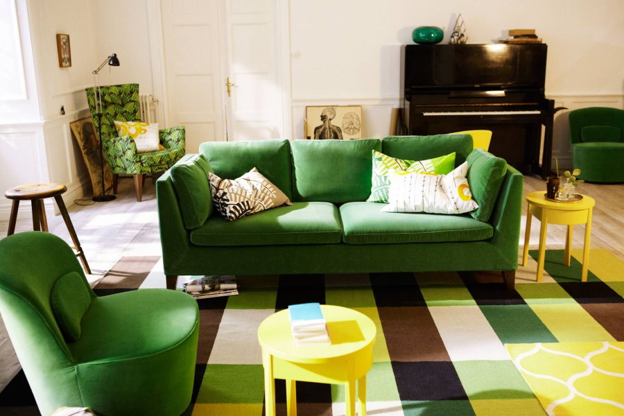 Мягкая мебель с тканевой обивкой зеленого оттенка