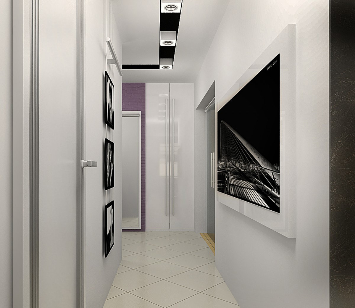 коридор дизайн интерьера белая мебель