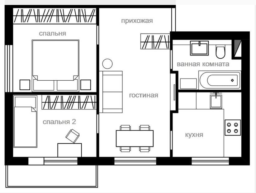 Схема перепланировки хрущевки двушки в трехкомнатную квартиру