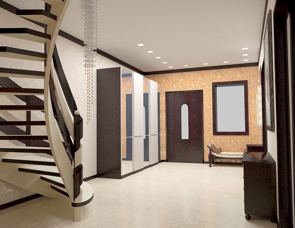Дизайн коридора с лестницей на второй этаж