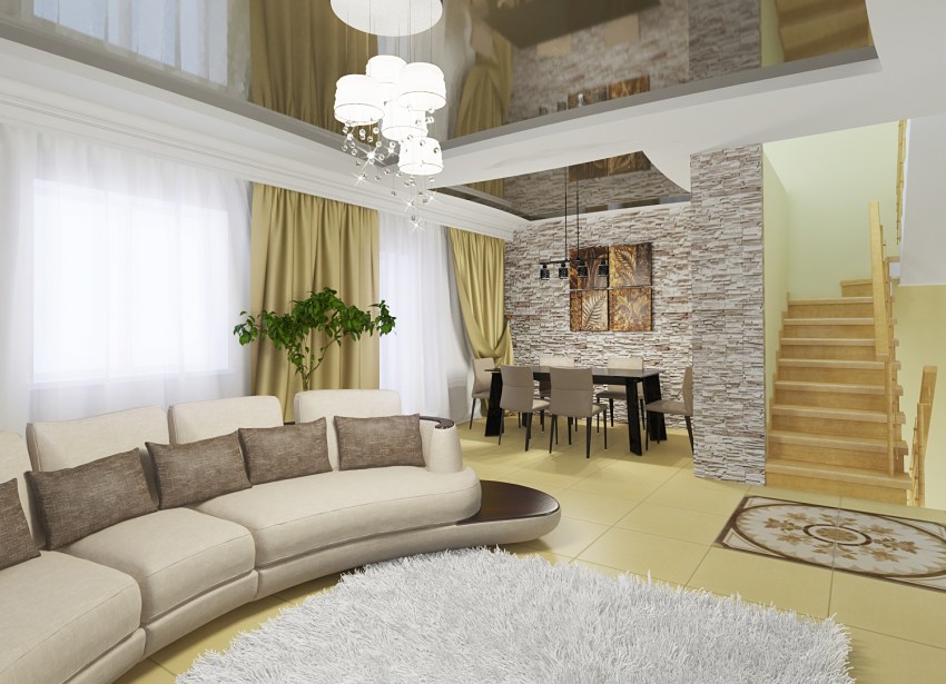 Дизайн комнаты для гостей в частном доме с диваном