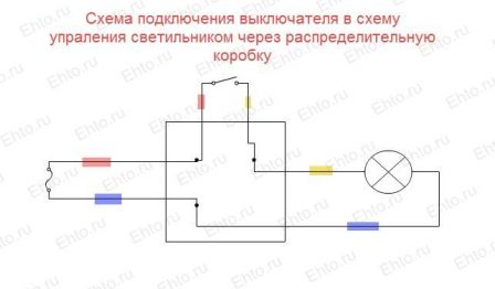 Монтажная схема установки выключателей одна лампа