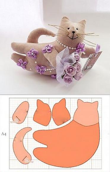 выкройки игрушек котов из ткани образец 