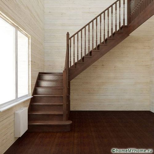 Лестница на второй этаж своими руками из дерева с поворотом на 90