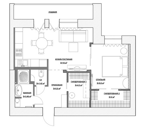 фото плана двухкомнатной квартиры 44 кв м