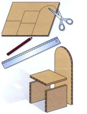 Стол и стулья из картона