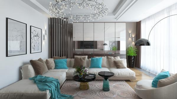Дополнить интерьер гостиной помогут яркие элементы декора