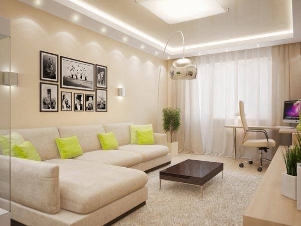 Дизайн гостиной с угловым диваном
