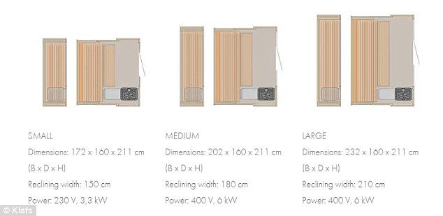 The design, which comes in three sizes (illustrated) and four finishes including white satin and oak, boasts an air circulation system. No prices have been announced yet