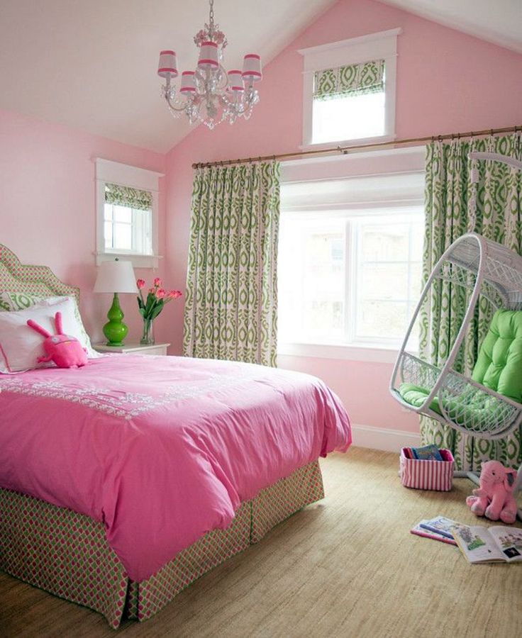 Розово зеленый интерьер. Спальня в розовых тонах. Уютная спальня для девочки. Розовая комната. Спальня в зелено розовых тонах.