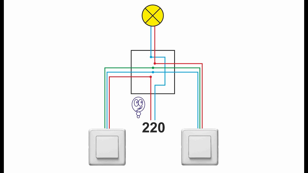 Схема подключения проходных выключателей из 2 х