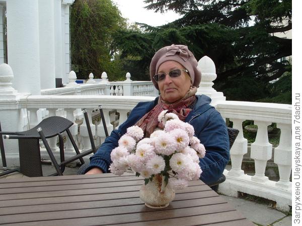 Зоя Андрюшенкова, ведущая в настоящее время в Саду селекцию мелкоцветковых дендрантем, фото автора