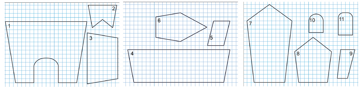 Выкройка пряничного домика, изготовление деталей