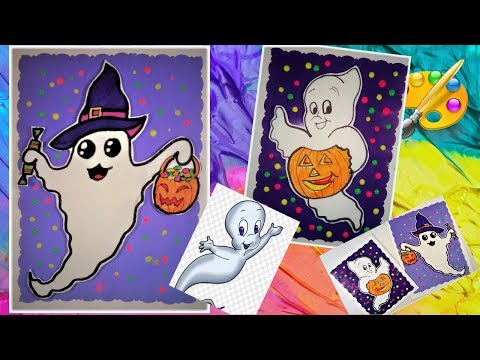 Рисунки на Хэллоуин. Как нарисовать приведение.  How to draw a ghost