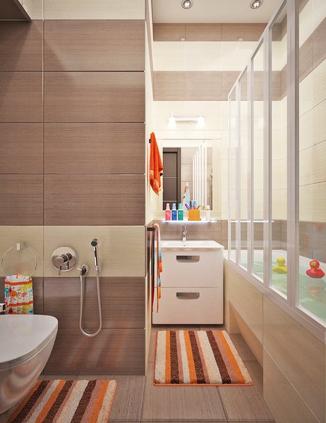Отличный вариант дизайна маленькой ванной комнаты