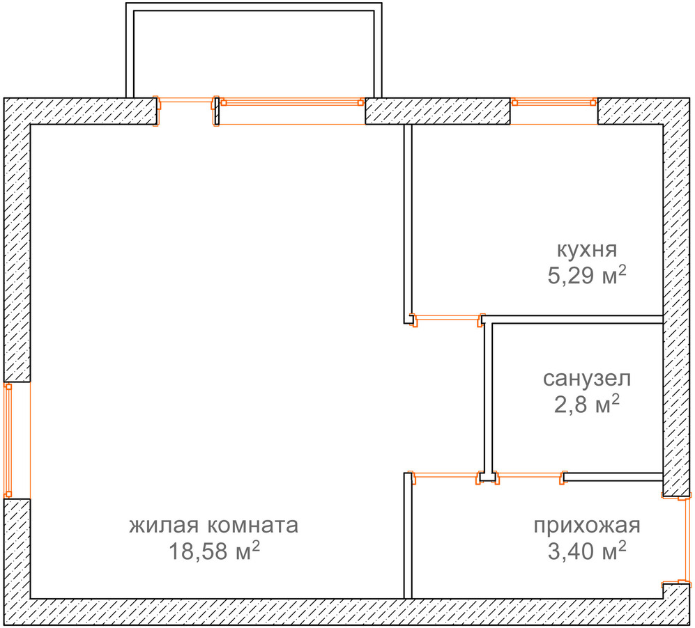 План квартиры площадью 30 кв м