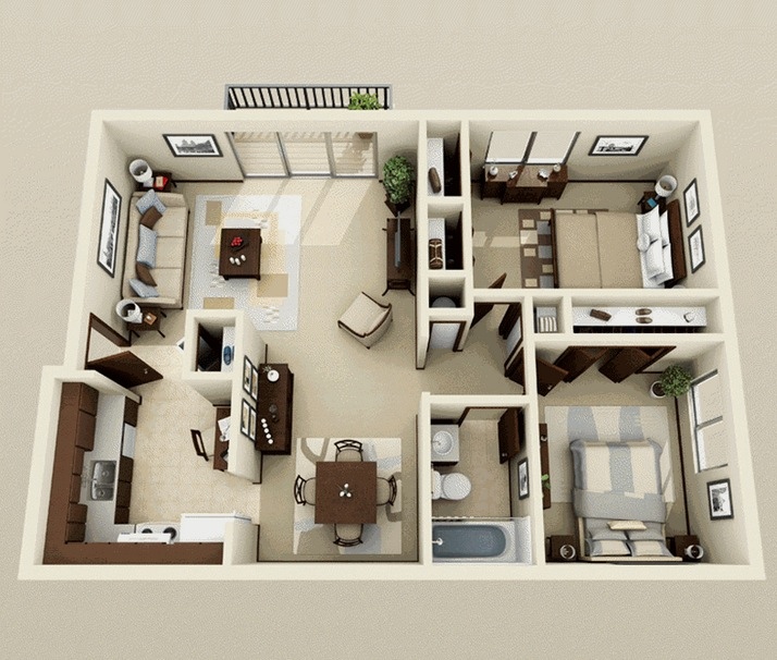 Планировка квартиры с двумя спальнями. Фото 43