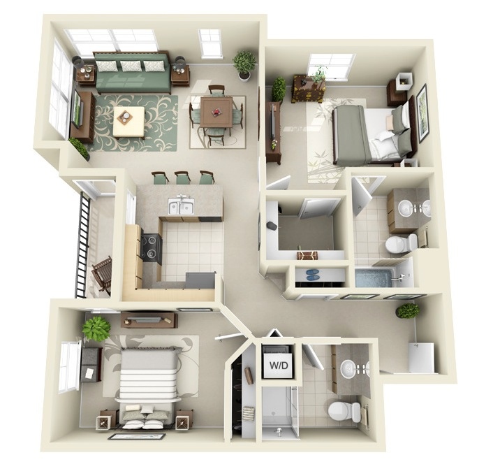 Планировка квартиры с двумя спальнями. Фото 28
