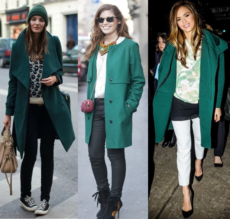 Сочетание зеленого цвета с другими цветами в одежде у женщин